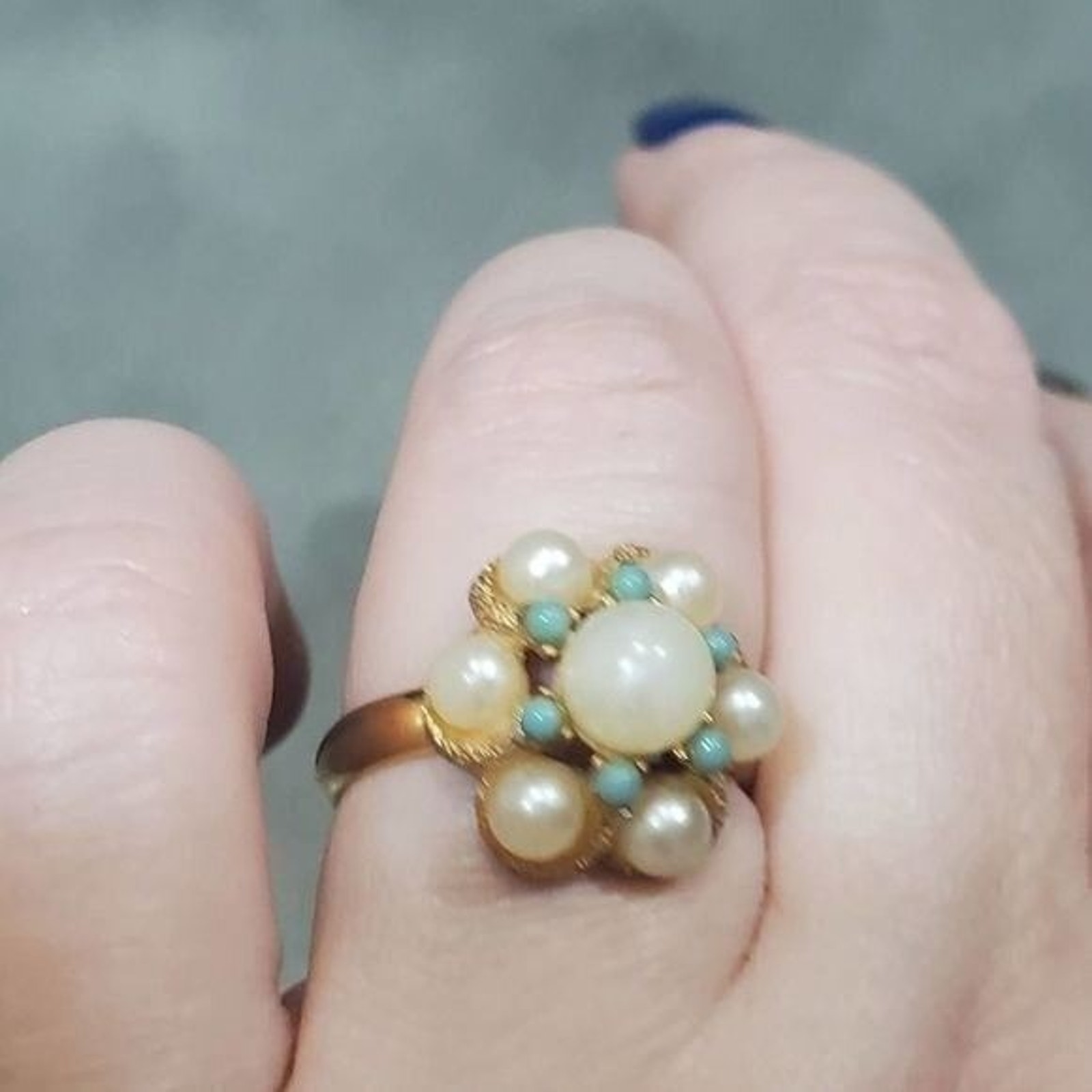 Vintage Faux Pearl Ring Size 8.5 — image 4 of 5